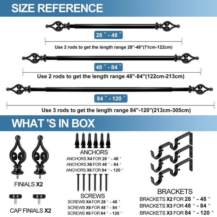 Urbanest Portia Manhattan 1-inch 5-8 inch Double Drapery Curtain Window Rod Set