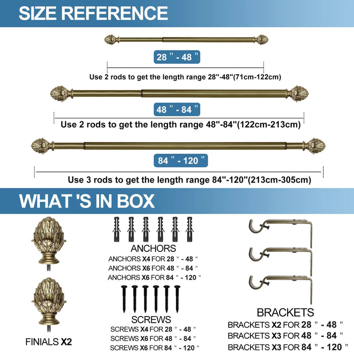 Urbanest 1-inch Diameter Artichoke Adjustable Single Drapery Curtain Rod