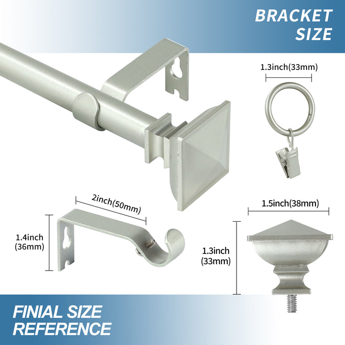 Urbanest Square Urn Adjustable Single Drapery Curtain Rod Set with Rings, 5-8"