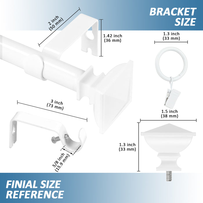 Urbanest Square Urn Adjustable Single Drapery Curtain Rod Set with Rings, 5-8"