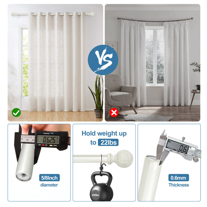 Urbanest 5/8" Single Telescoping Curtain Rod with Volle Ball Finials, 28"-120"