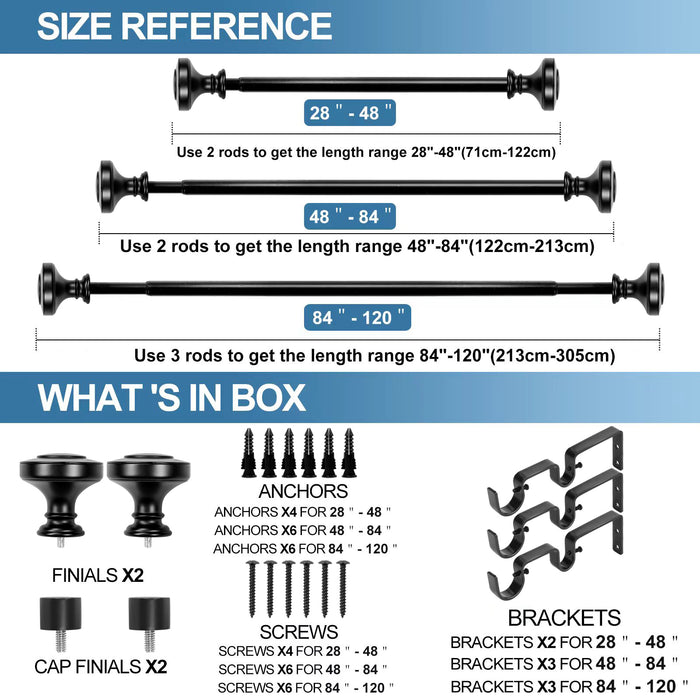 Urbanest Semplice Manhattan 1-inch 3-4 -inch Double Drapery Curtain Window Rod Set