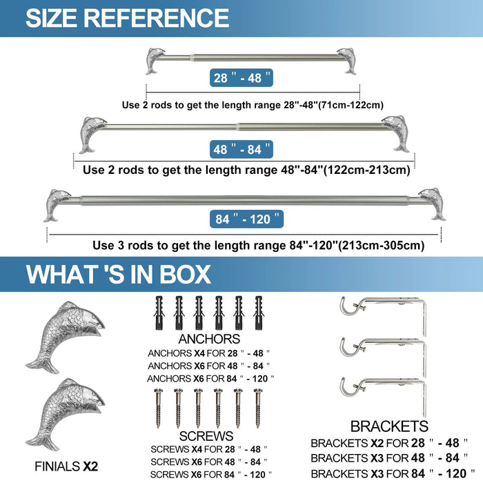 Urbanest 3-4-inch Adjustable Drapery Curtain Rod with Fish Finial