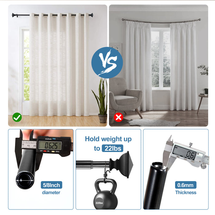 Urbanest Square Urn Adjustable Single Drapery Curtain Rod Set with Rings, 5-8"