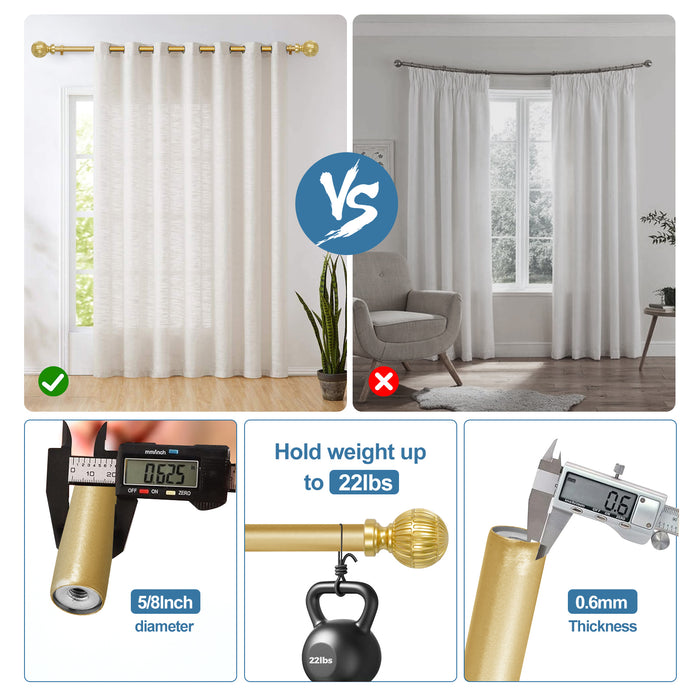 Urbanest 5/8" Single Telescoping Curtain Rod with Volle Ball Finials, 28"-120"
