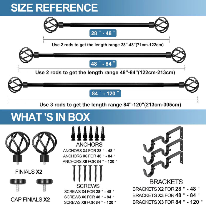 Urbanest Zeffoli Flat Button 1-inch 3-4 inch Double Drapery Curtain Window Rod Set