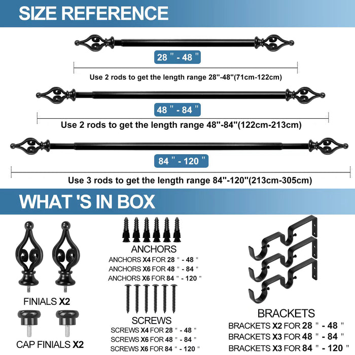 Urbanest Portia Flat Button 1-inch 5-8 inch Double Drapery Curtain Window Rod Set