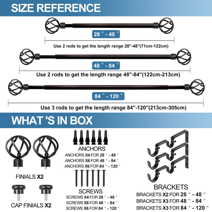 Urbanest Zeffoli Flat Button 1-inch 5-8-inch Double Drapery Curtain Window Rod Set