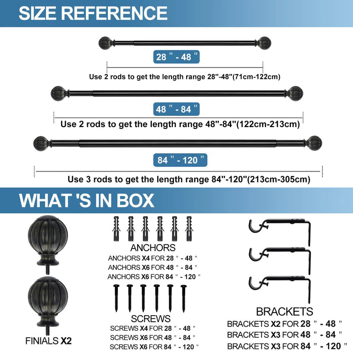 Urbanest Fiera 1- inch Diameter Adjustable Curtain Rod