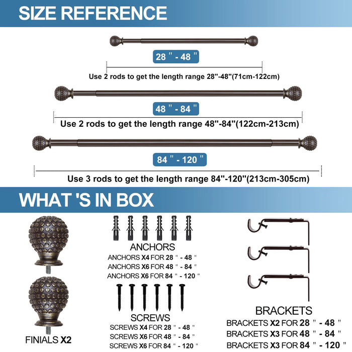 Urbanest 1-inch Diameter Tola Adjustable Single Drapery Curtain Rod