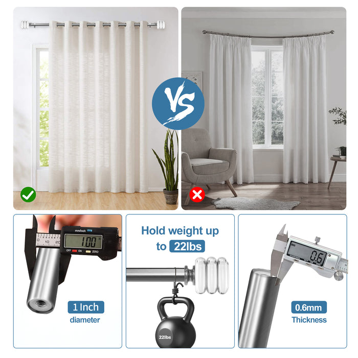 Urbanest 1-inch Diameter Palazzo Crystal Adjustable Single Drapery Curtain Rod