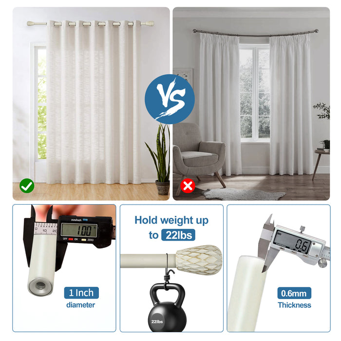 Urbanest 1-inch Diameter Metrico Adjustable Single Drapery Curtain Rod