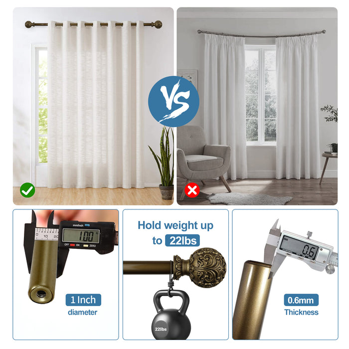 Urbanest 1-inch Diameter Scroll Ball Adjustable Single Drapery Curtain Rod