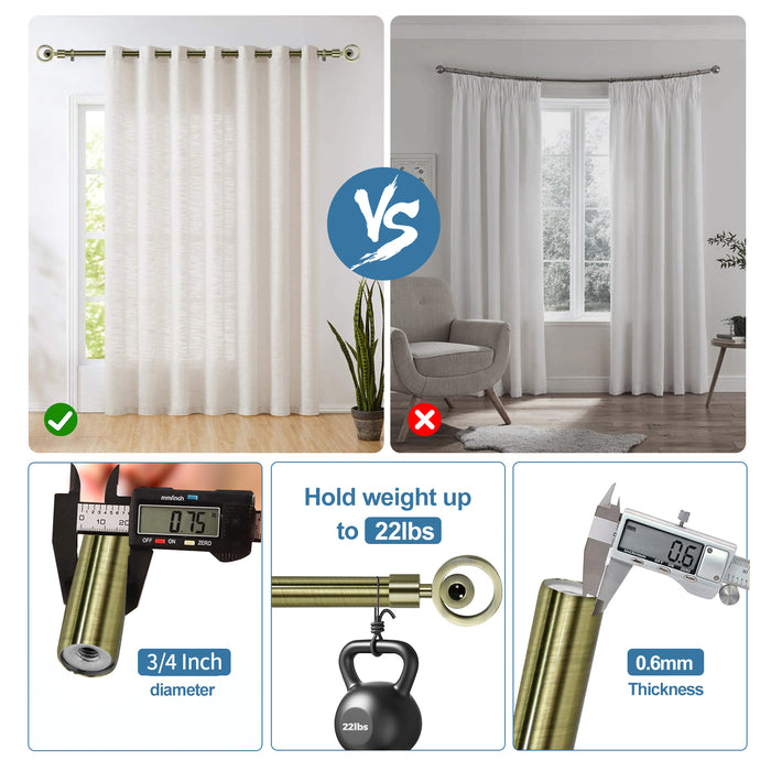 Urbanest Adjustable Stella Finial Curtain Drapery Rod Set, 3-4-inch