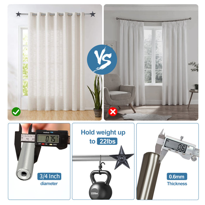 Urbanest Star Window Curtain Drapery Rod Set