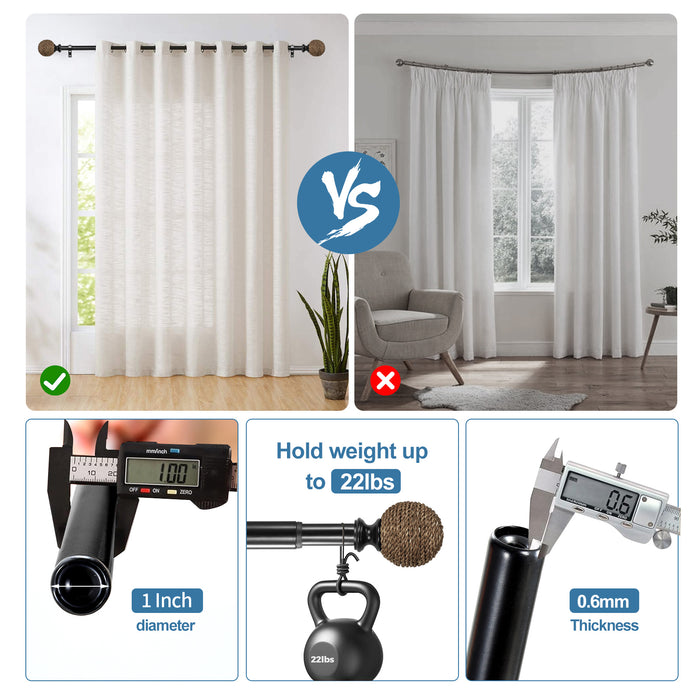 Natural Jute Ball 1" Diameter Curtain Rod