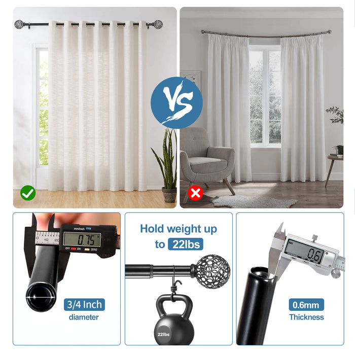 Urbanest Adjustable Planet Ball Finial Curtain Drapery Rod Set, 3-4-inch