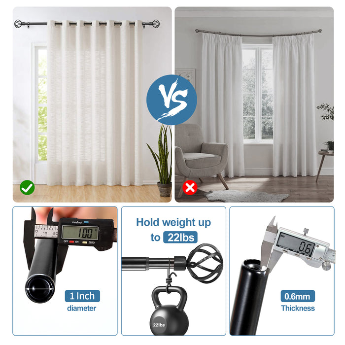 Urbanest 1-inch Diameter Zeffoli Adjustable Single Drapery Curtain Rod