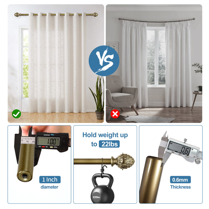 Urbanest 1-inch Diameter Artichoke Adjustable Single Drapery Curtain Rod
