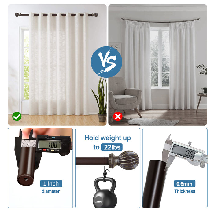 Urbanest 1-inch Diameter Lecca Adjustable Single Drapery Curtain Rod - 7 Finishes