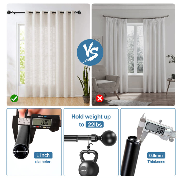 Urbanest Steel Ball Manhattan 1-inch 5-8 inch Double Drapery Curtain Window Rod Set