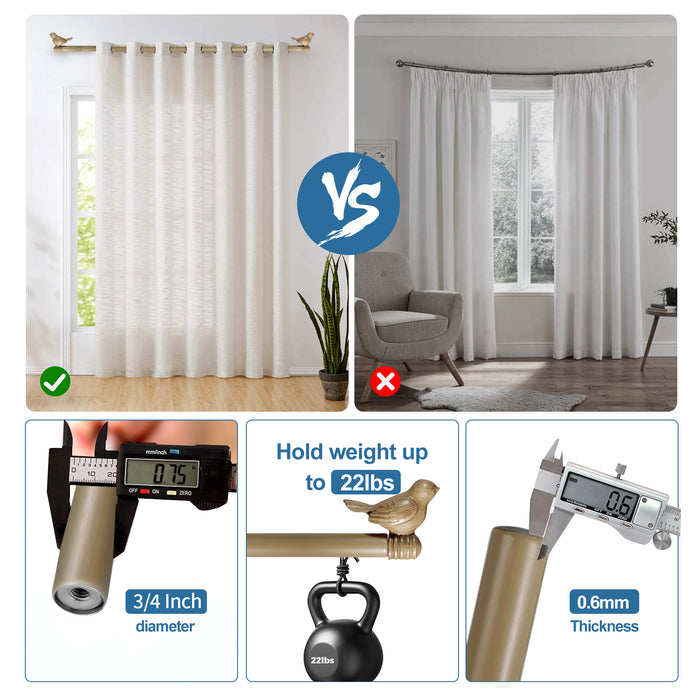Designer Birds Window Curtain Drapery Rod Set