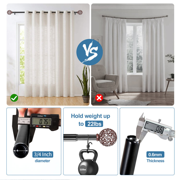 Urbanest Planet Ball Finial Curtain Drapery Rod Set, 3-4-inch