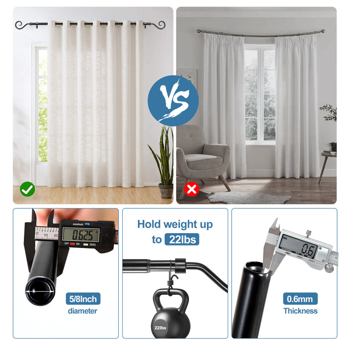 Urbanest 5-8-inch Diameter Domanda Adjustable Single Drapery Curtain Rod