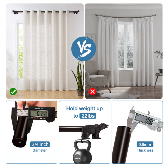 Urbanest 3-4-inch Adjustable Drapery Curtain Rod with Bear Finial