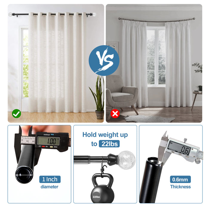 Urbanest Crackle Glass Manhattan 1-inch 5-8-inch Double Drapery Curtain Window Rod Set
