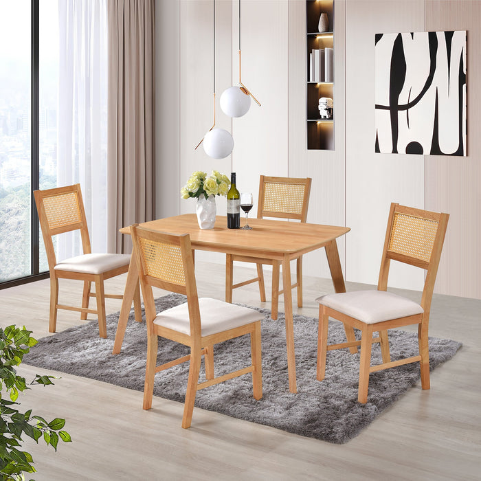 Urbanest Mid-Century Modern Chairs Rattan Dining Chairs, Living Room Chair Set of 2 Accent Chair Grey Fabric Dining Comfy Chair for Kitchen Upholstered Dining Chairs Kitchen and Dining Room Wood Leg Chair