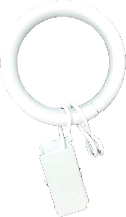 Set of 8 Metal Curtain Rings with Clips, Eyelets and Nylon Inserts Quiet Smooth, 1.25inch Diameter