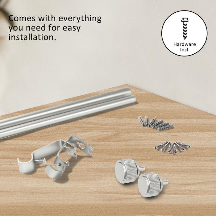 Urbanest 5/8" Diameter Adjustable Single Drapery Curtain Rod Set with Poignee Finials, 28"-48"/48"-84"/84"-120", Gun Metal, Pewter, Matte Gold