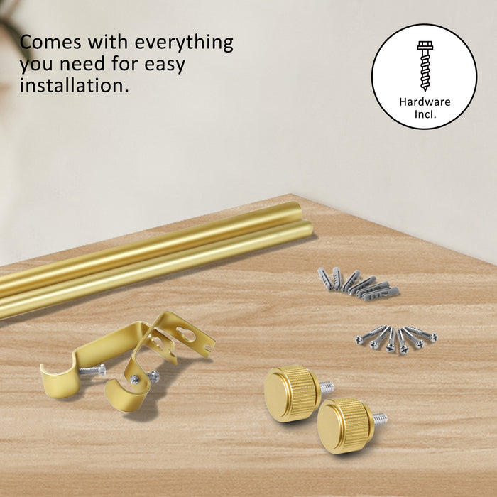 Urbanest 5/8" Diameter Adjustable Single Drapery Curtain Rod Set with Poignee Finials, 28"-48"/48"-84"/84"-120", Gun Metal, Pewter, Matte Gold