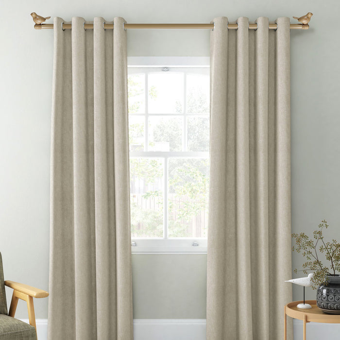 Designer Birds Window Curtain Drapery Rod Set