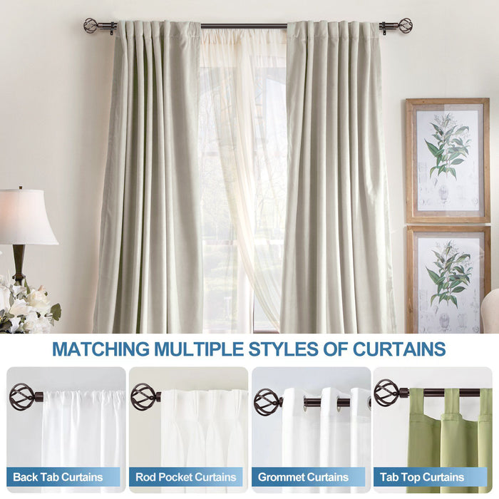 Urbanest Zeffoli Flat Button 1-inch 3-4 inch Double Drapery Curtain Window Rod Set