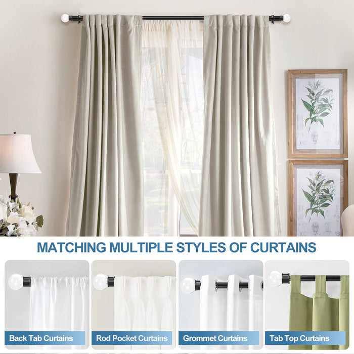 Urbanest Crystal Ball Flat Button 1-inch 5-8 inch Double Drapery Curtain Window Rod Set