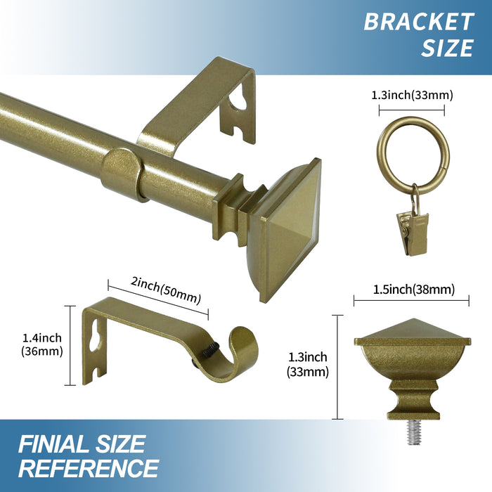 Urbanest Square Urn Adjustable Single Drapery Curtain Rod Set with Rings, 5-8"