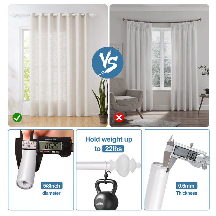 Urbanest Round Urn Adjustable Double Drapery Curtain Rod Set, 5-8"