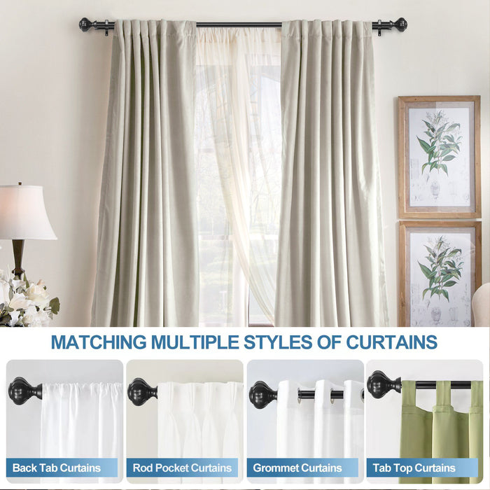 Urbanest Door Knob Flat Button 1" 3/4" Double Drapery Curtain Window Rod Set