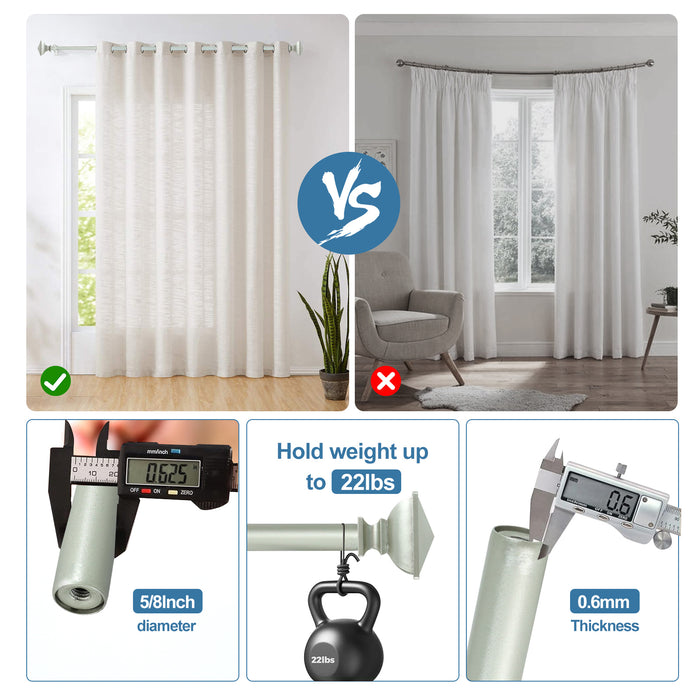 Urbanest Square Urn Adjustable Single Drapery Curtain Rod Set with Rings, 5-8"