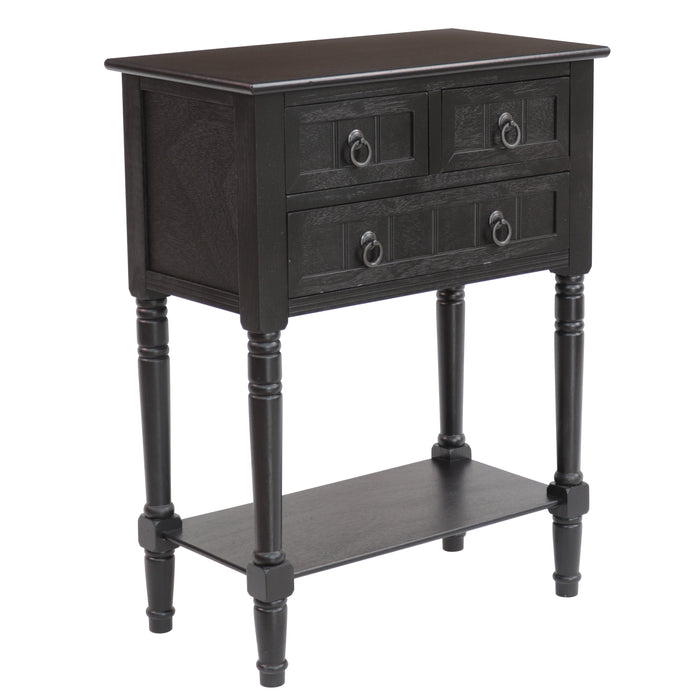 Entryway Table with Storage, Rustic Small Console Table w/ 3 Drawers & Open Bottom Shelf, Skinny Wood Console Table, Narrow Sofa Side Table for Living Room, Foyer, Hallway, Entry Table