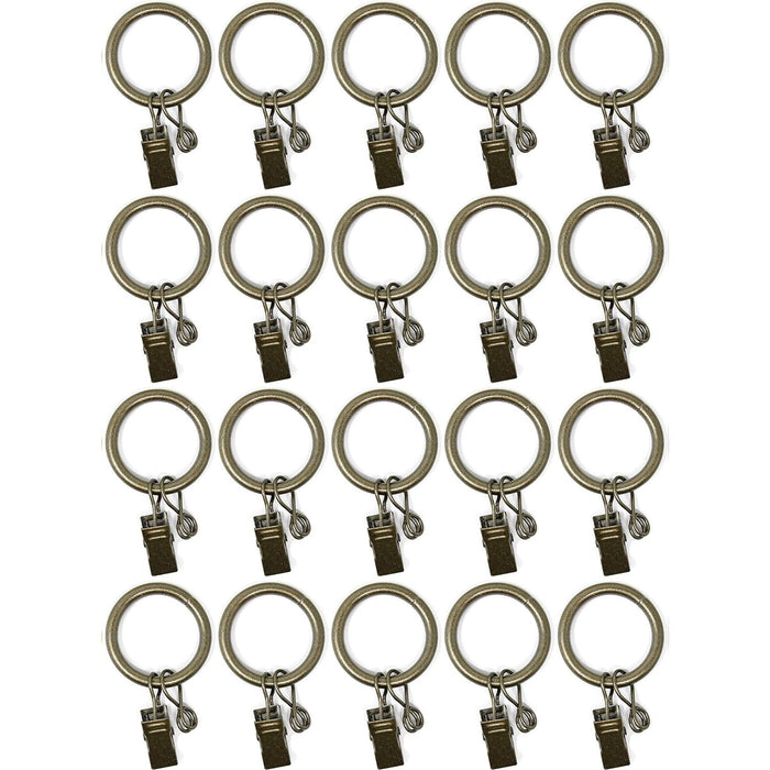 20PCS Solid Metal Window Drapery Curtain Panel Ring with Eyelet, 1" Inner Diameter, Fits Up to 3/4" Rod Multicolor