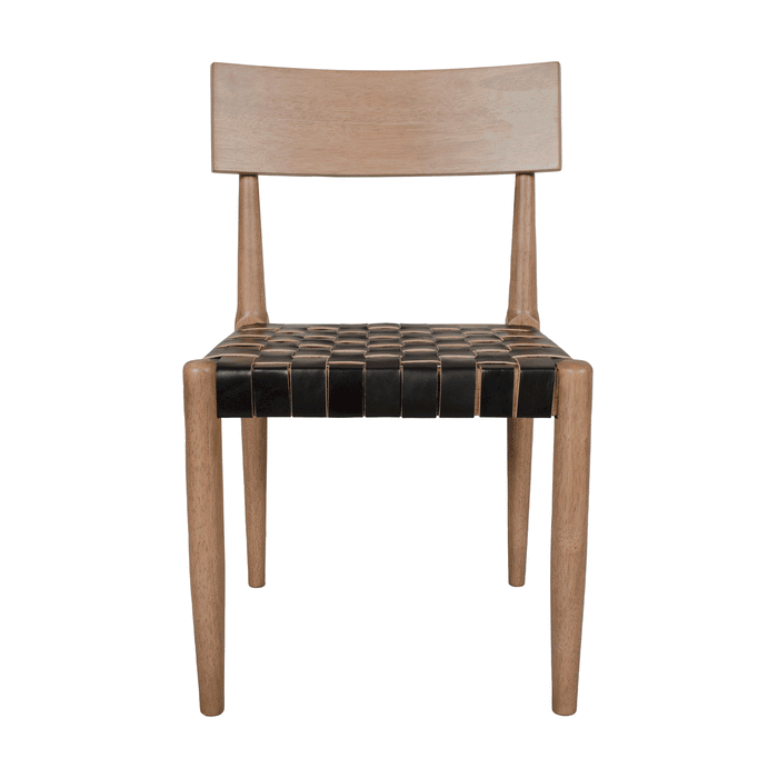 Urbanest Dining Chairs Set of 2, Rubber Wood Kitchen Chairs with Backrest Dining Room Chair Leather Seat Armless Chairs for Living Room Restaurant