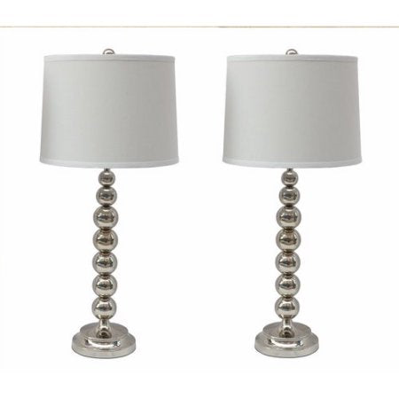 Set of 2 Stacked Ball Table Lamp with Linen Shade - 7 Colors