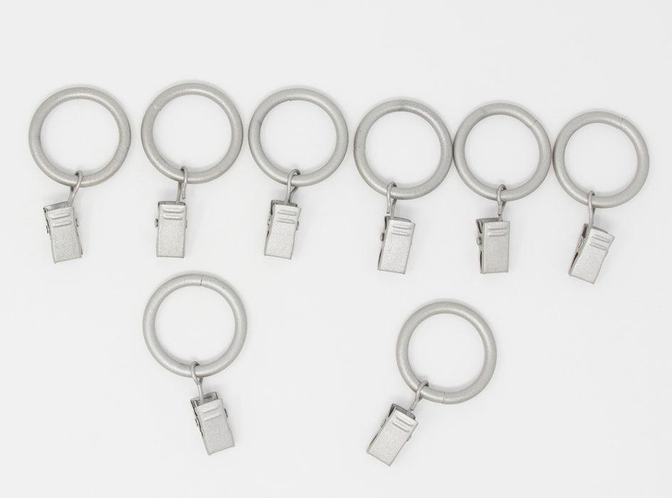 Metal Curtain Drapery Rings with Clips, 8 Pk, 1-inch Inner Diameter, Fits up to 3/4" Rod