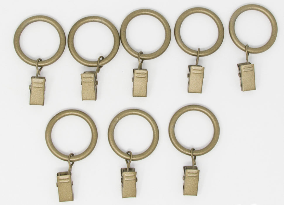 Metal Curtain Drapery Rings with Clips, 8 Pk, 1-inch Inner Diameter, Fits up to 3/4" Rod