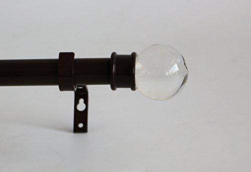 1-inch Diameter Crystal Ball Adjustable Single Drapery Curtain Rod