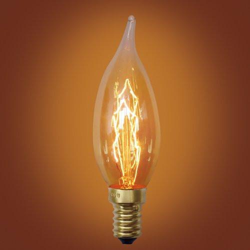 Spiral Loop Incandescents Flame Tip Vintage Edison Bulb, E12 Candelabra Base, 25 Watt