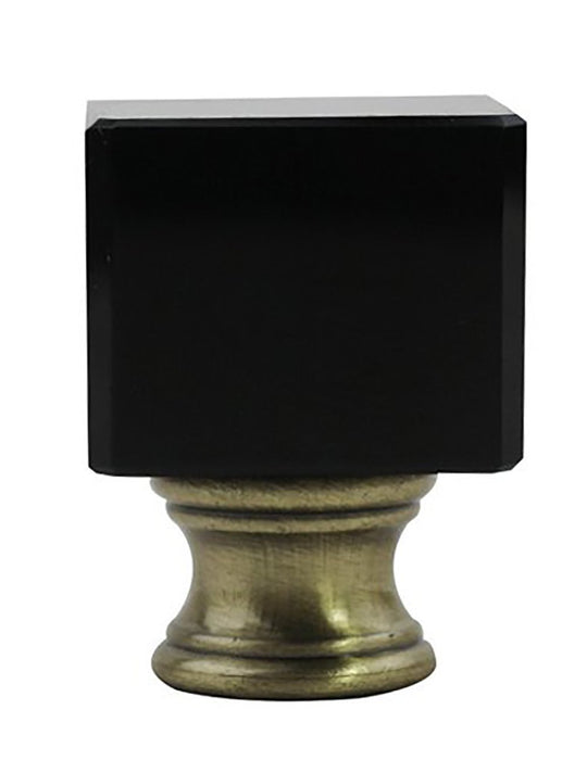 Crystal Glace Lamp Finial, Black with Antique Brass, 1 1/2-inch Tall